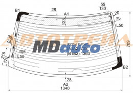 Стекло заднее с обогревом TOYOTA CHASER II 96-01 с отверстием Стекло заднее с обогревом TOYOTA CHASER II 96-01 с отверстием