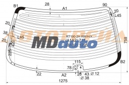 Стекло заднее с обогревом TOYOTA CORONA /CARINA E 92-96 4D 2 отв. Стекло заднее с обогревом TOYOTA CORONA /CARINA E 92-96 4D 2 отв.